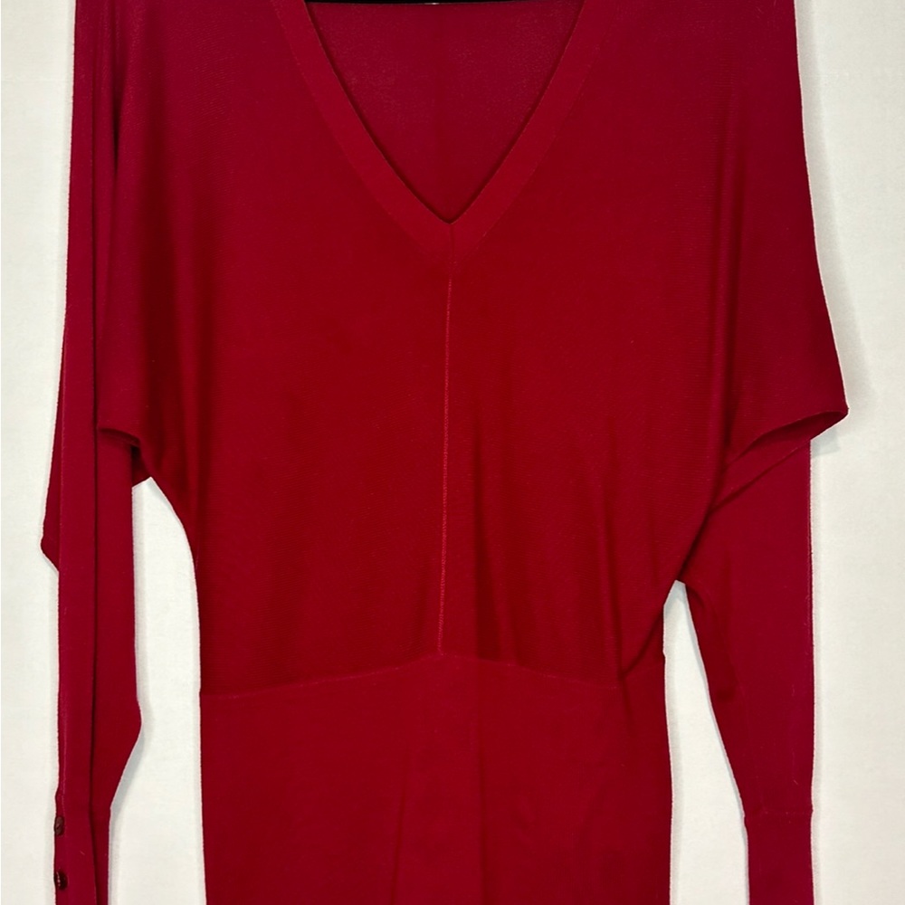 Loft’s dressy red v-neck seasonal sweater…